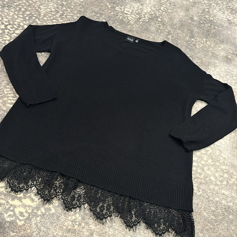 SAKS BLACK SWEATER WITH LACE SIZE S